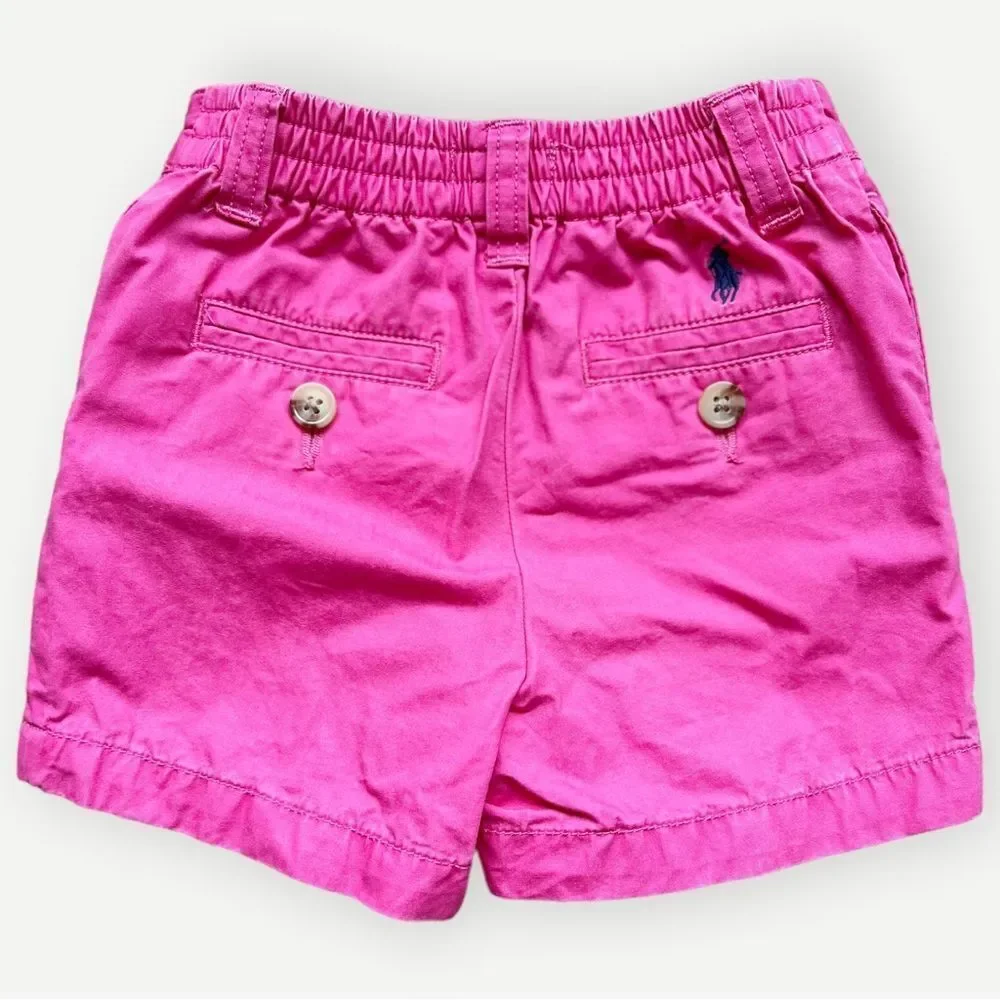 Ralph Lauren Polo Baby Boy Kids Cotton Dark Pink Chino Shorts. 9 Months.